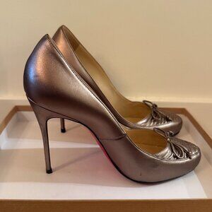 Christian Louboutin Pewter Leather Laminato Elipli 100 Pumps